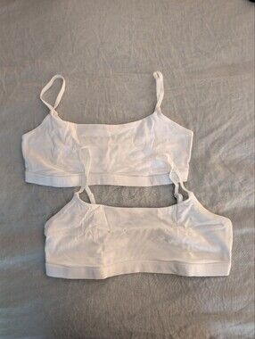 NEW Quince White Organic Cotton Bralette 2-pack Size Medium
